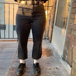 Faded black, cropped jeans